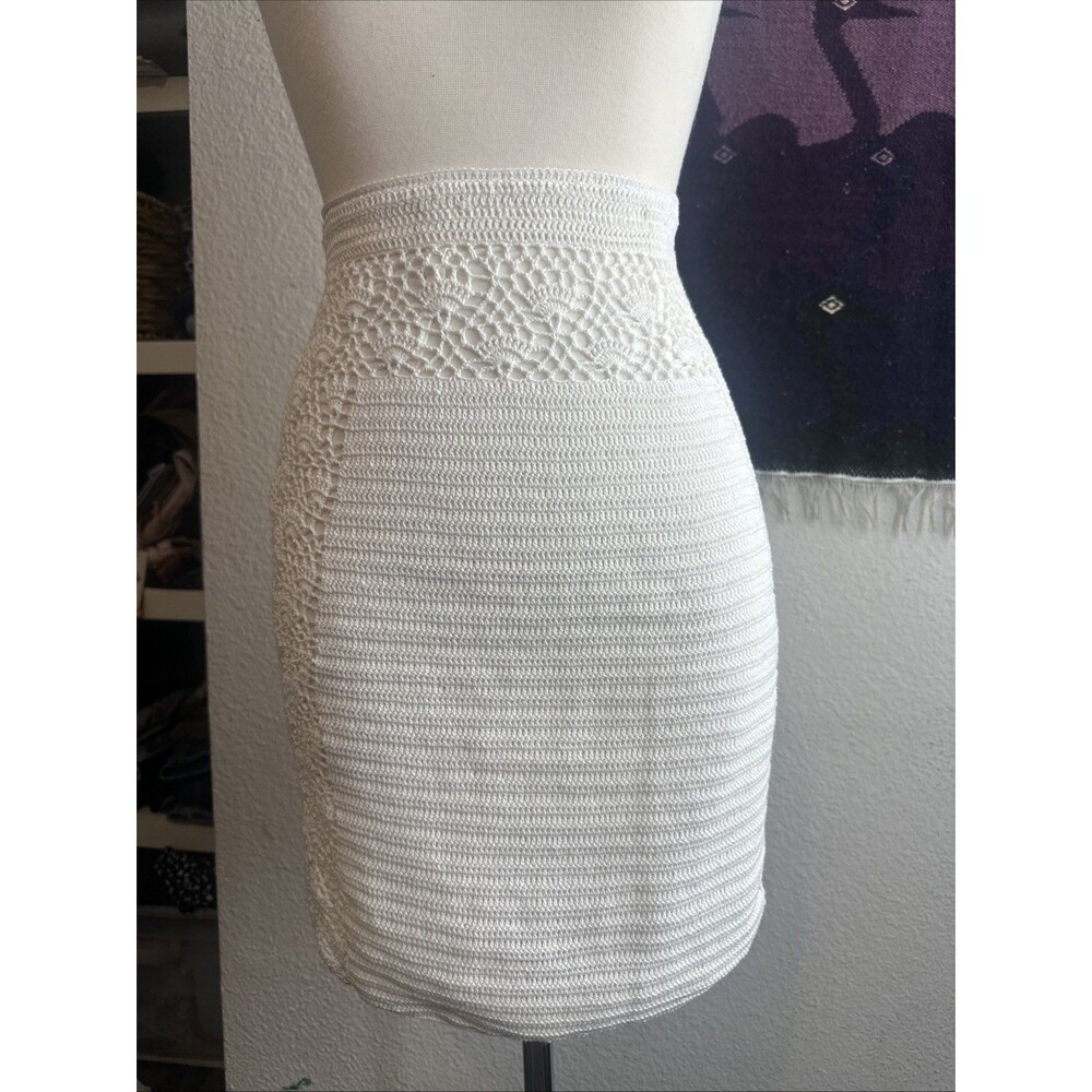 Chan Luu White Crochet Knit Miniskirt XS